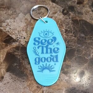 Teal Colored see The Good Motel Key Keychain Fob